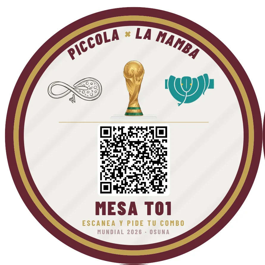 Pegatina con QR de la mesa T01