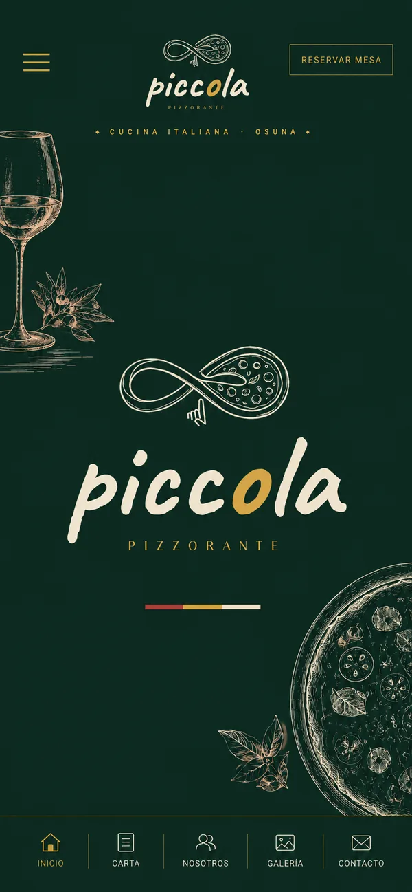 Web de Piccola en el móvil, conectada a su sistema de pedidos