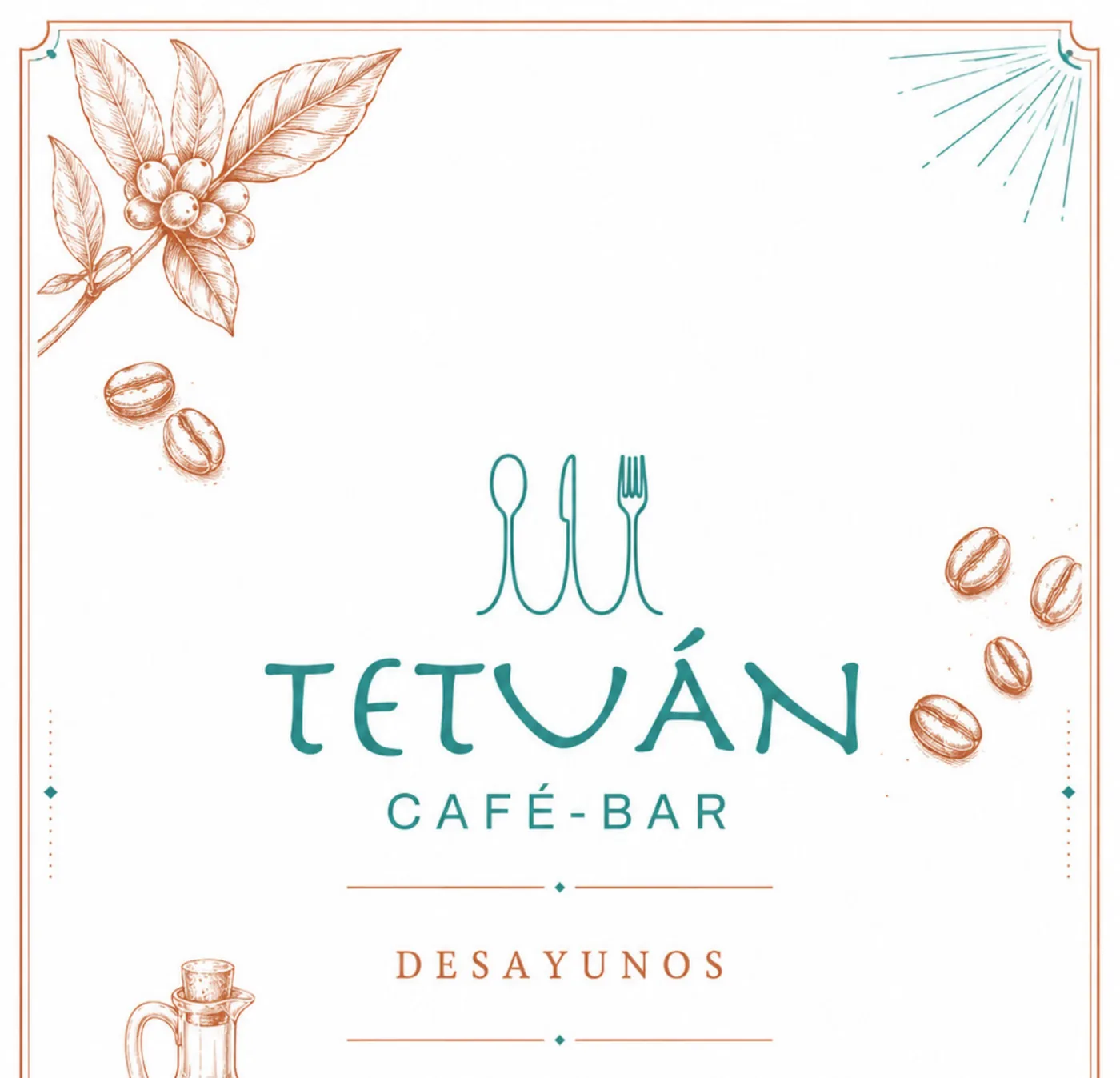 Portada de desayunos con el logo de Tetuán y bodegón de aceite y tostada