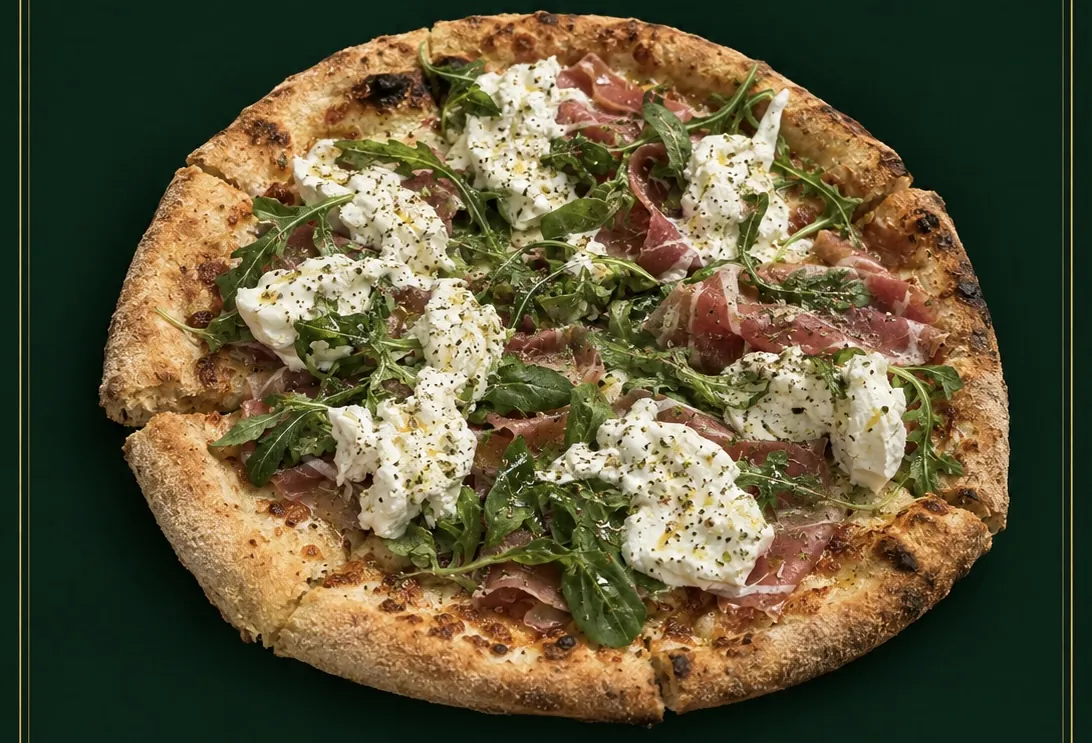 Pizza de burrata de Piccola Pizzorante